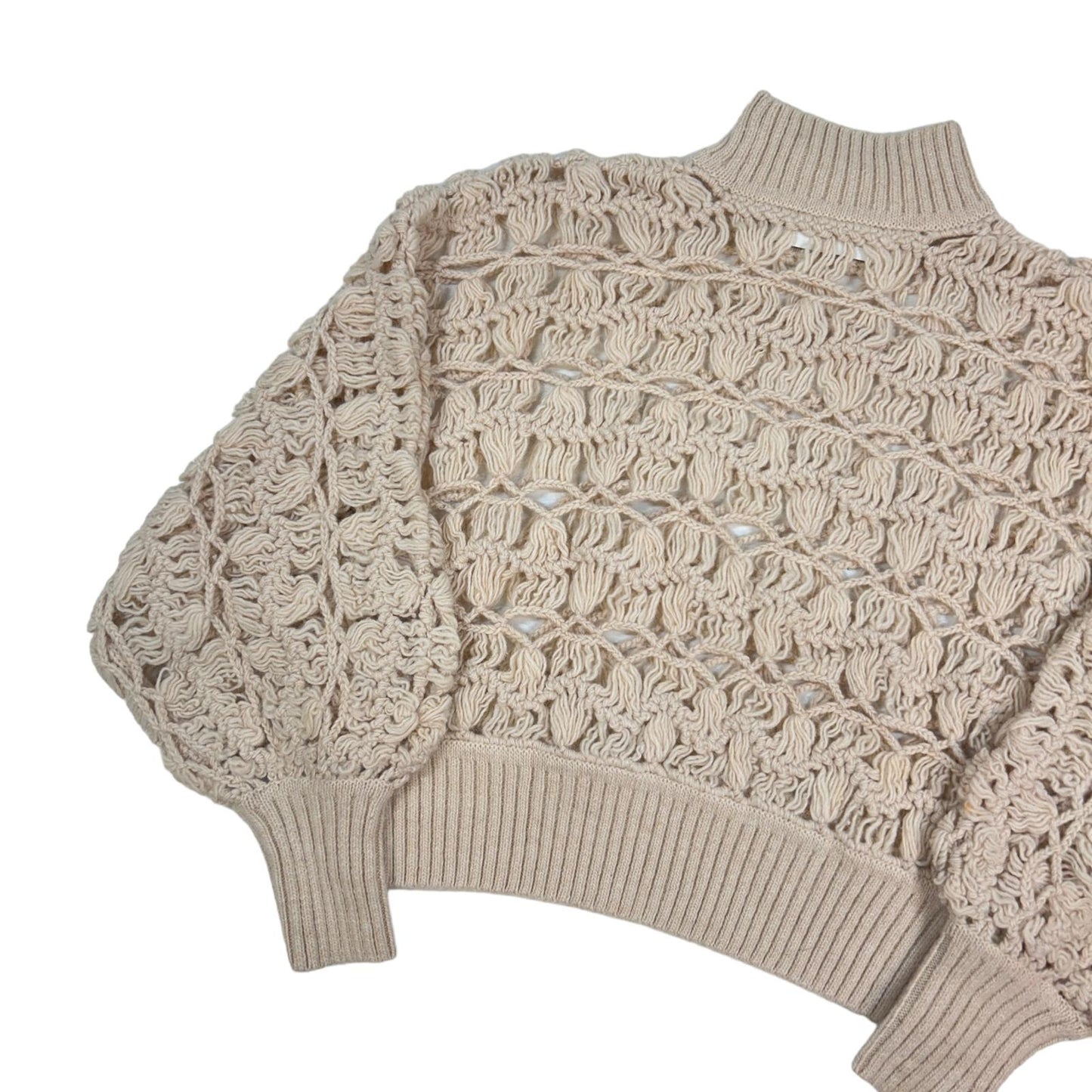 ZIMMERMANN Crochet Cream Turtle Neck Knit Wool Sweater Size 3 NEW RRP 650