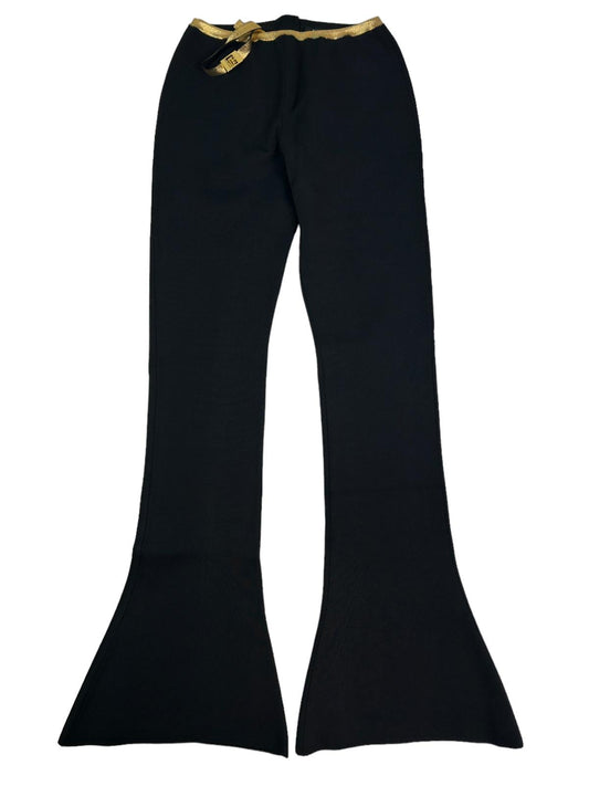 BALMAIN Viscose Black Flared Trousers Knit Size 40 NEW RRP 1440