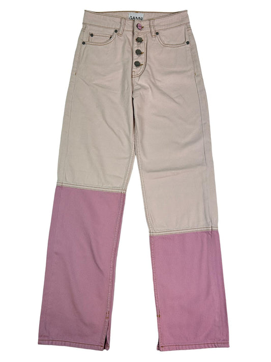 GANNI Pink Boyfriend Jeans Overdyed Denim Size 24 NEW RRP 195