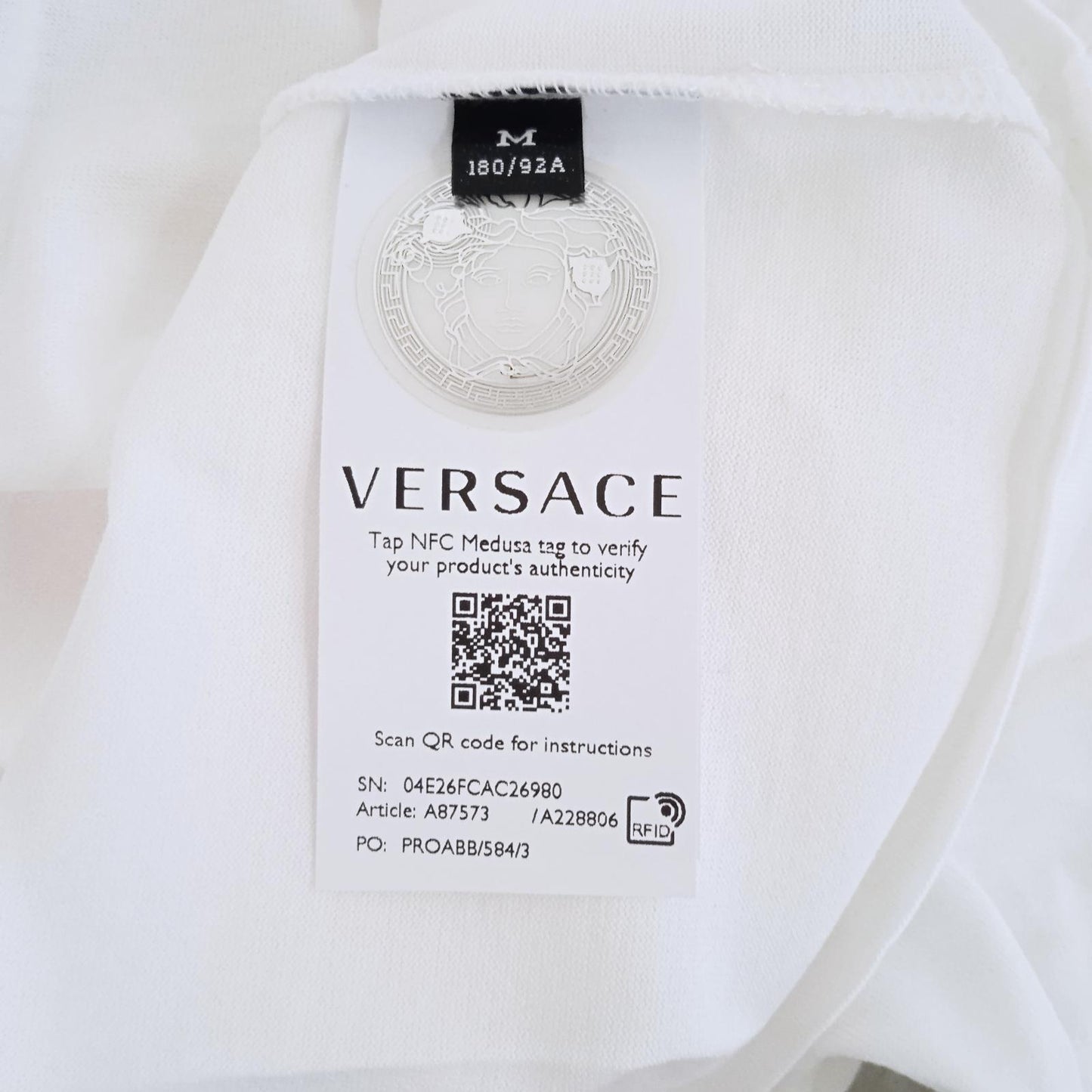 VERSACE T-Shirt Classic Logo Taylor Fit Men's Size M White Cotton NEW RRP250