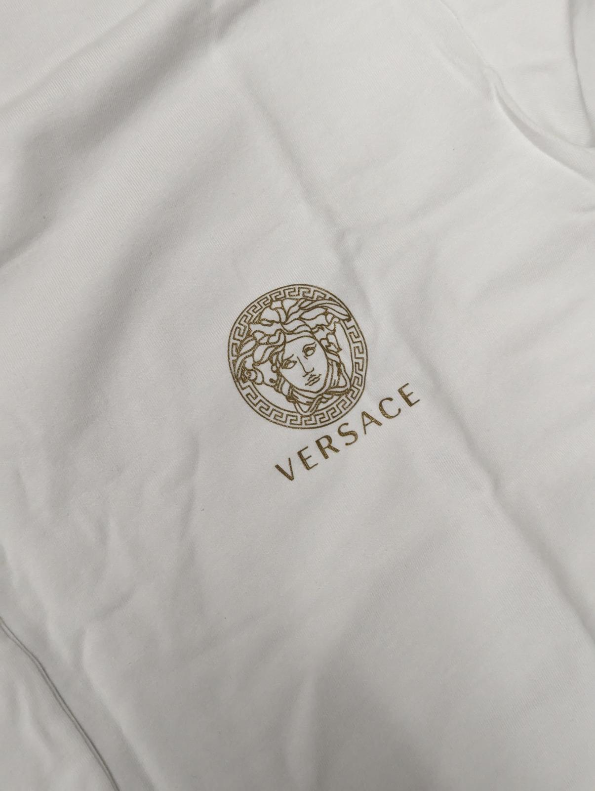VERSACE White T-Shirts 2 Pack Small Chest Logo Short Sleeve Tee S NEW RRP 105