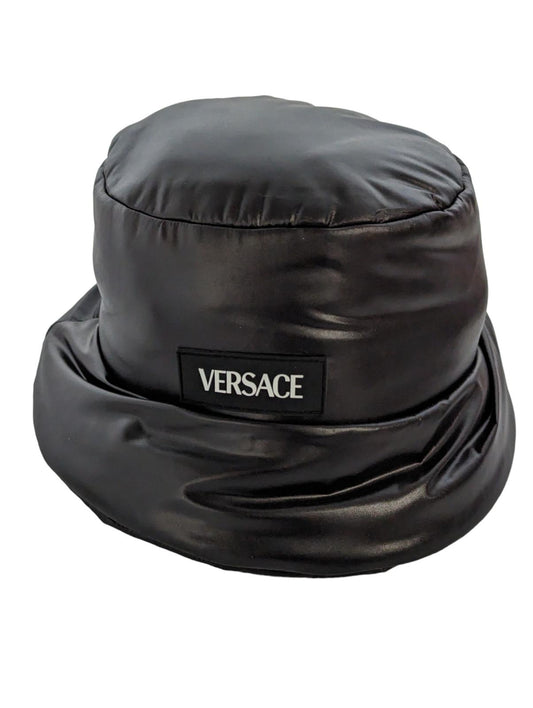 VERSACE Black Bucket Hats Vinyl Logo Bucket Hat Size 57 NEW RRP 460