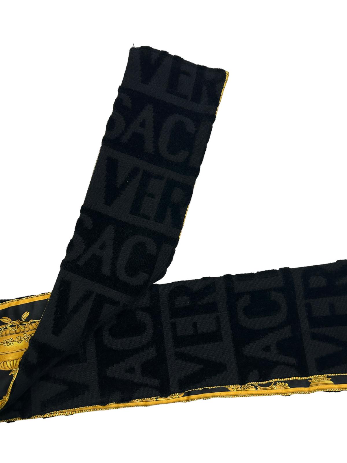 VERSACE Unisex Cotton Logo Black Bath Robe Small NEW RRP 390