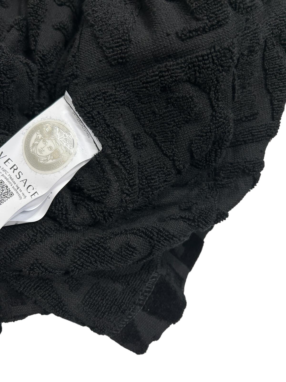 VERSACE Unisex Cotton Logo Black Bath Robe Small NEW RRP 390