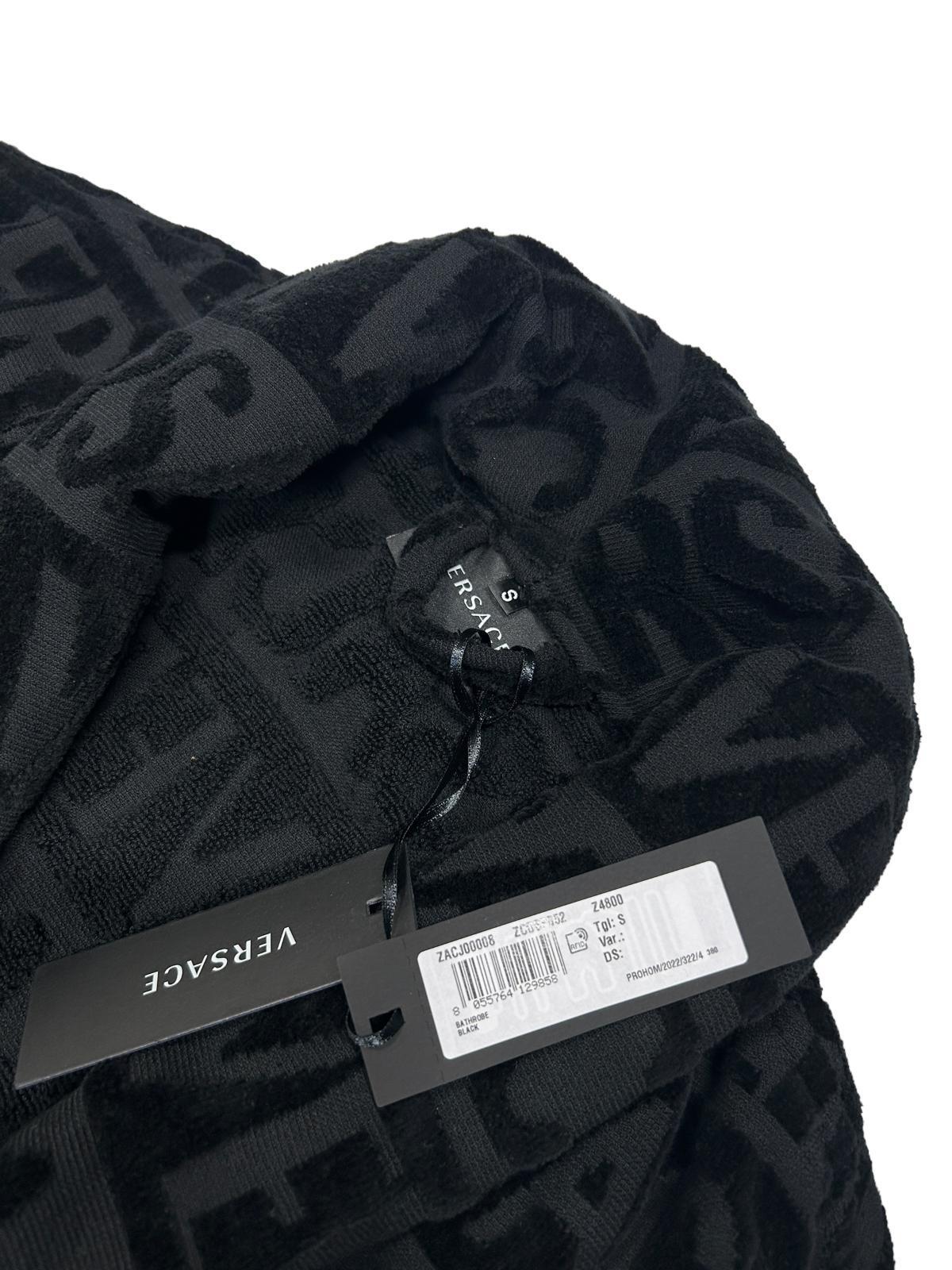 VERSACE Unisex Cotton Logo Black Bath Robe Small NEW RRP 390