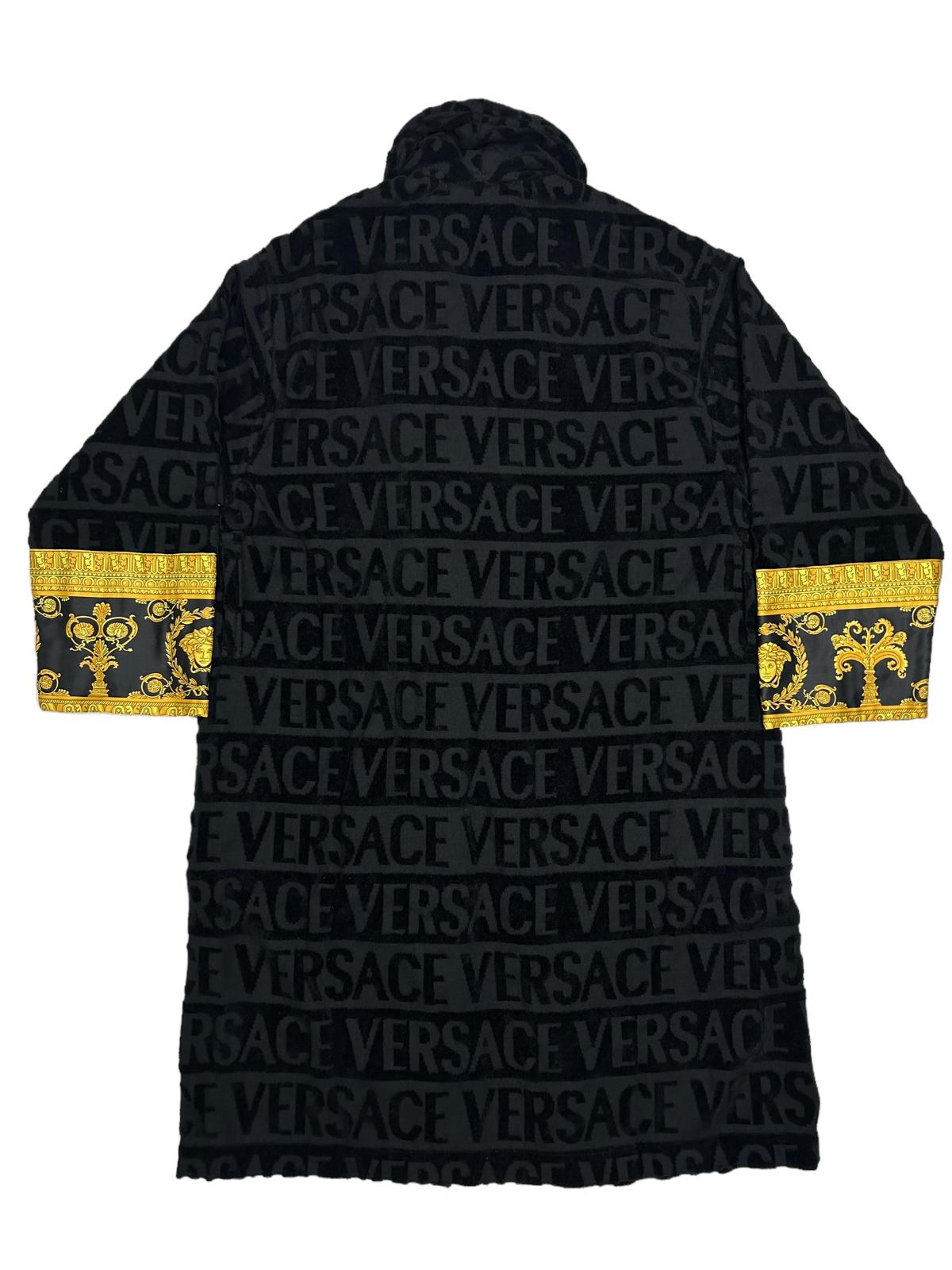 VERSACE Unisex Cotton Logo Black Bath Robe Small NEW RRP 390