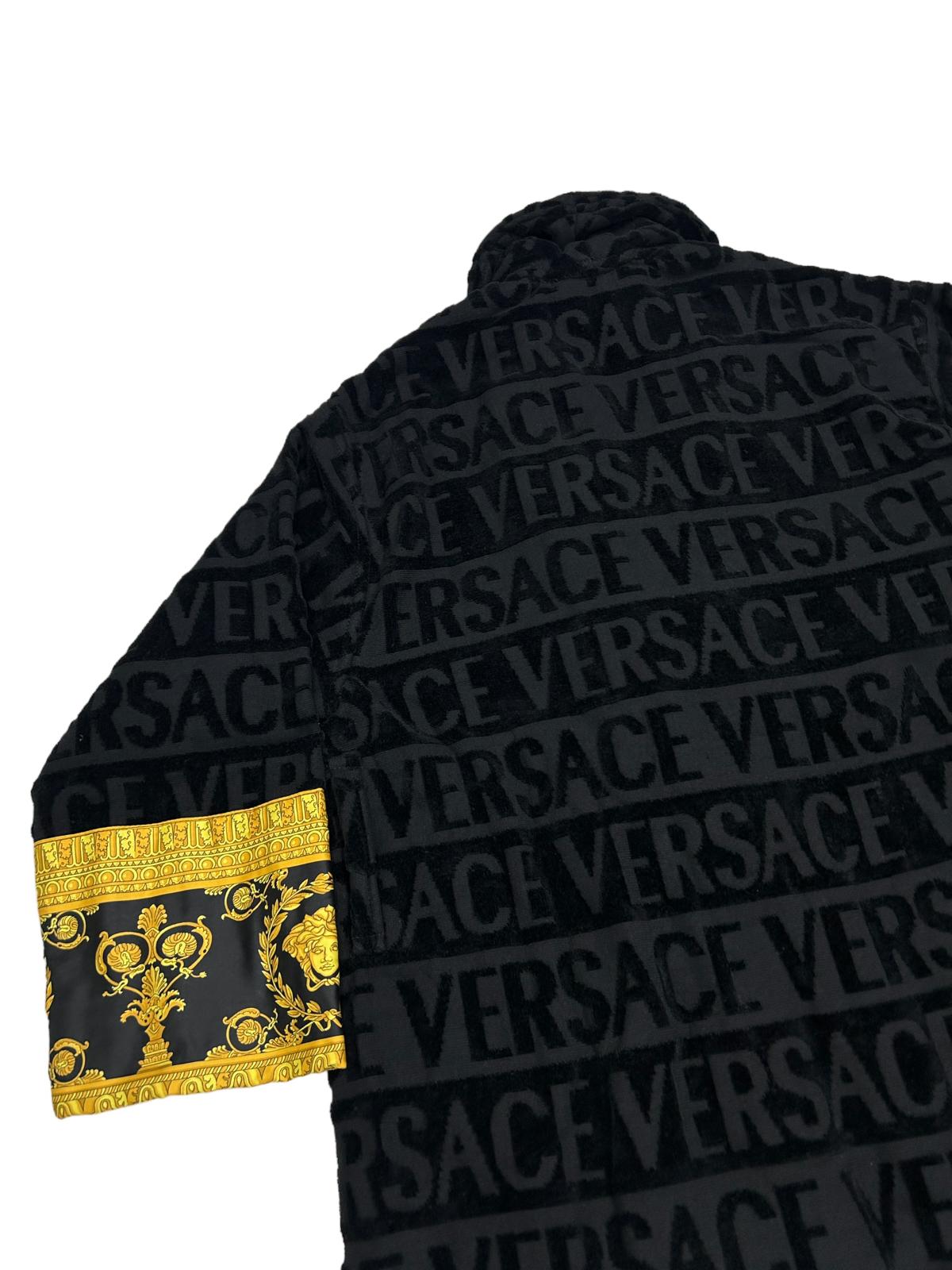VERSACE Unisex Cotton Logo Black Bath Robe Small NEW RRP 390