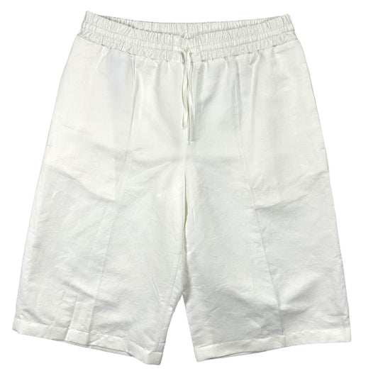 JIL SANDER Elastic Linen Drawstring White Bermuda Shorts Size 38 NEW RRP 450