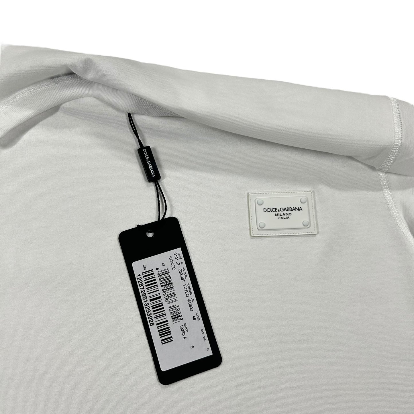 DOLCE & GABBANA Plaque Logo White T-Shirt Size 48 NEW RRP 295