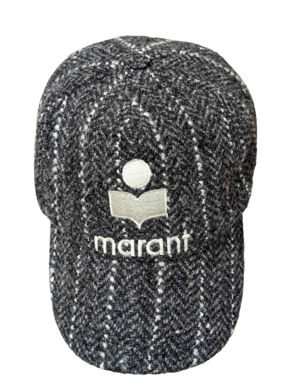 ISABEL MARANT Grey Caps Striped Houndtooth Baseball Hat Size OS NEW RRP 220