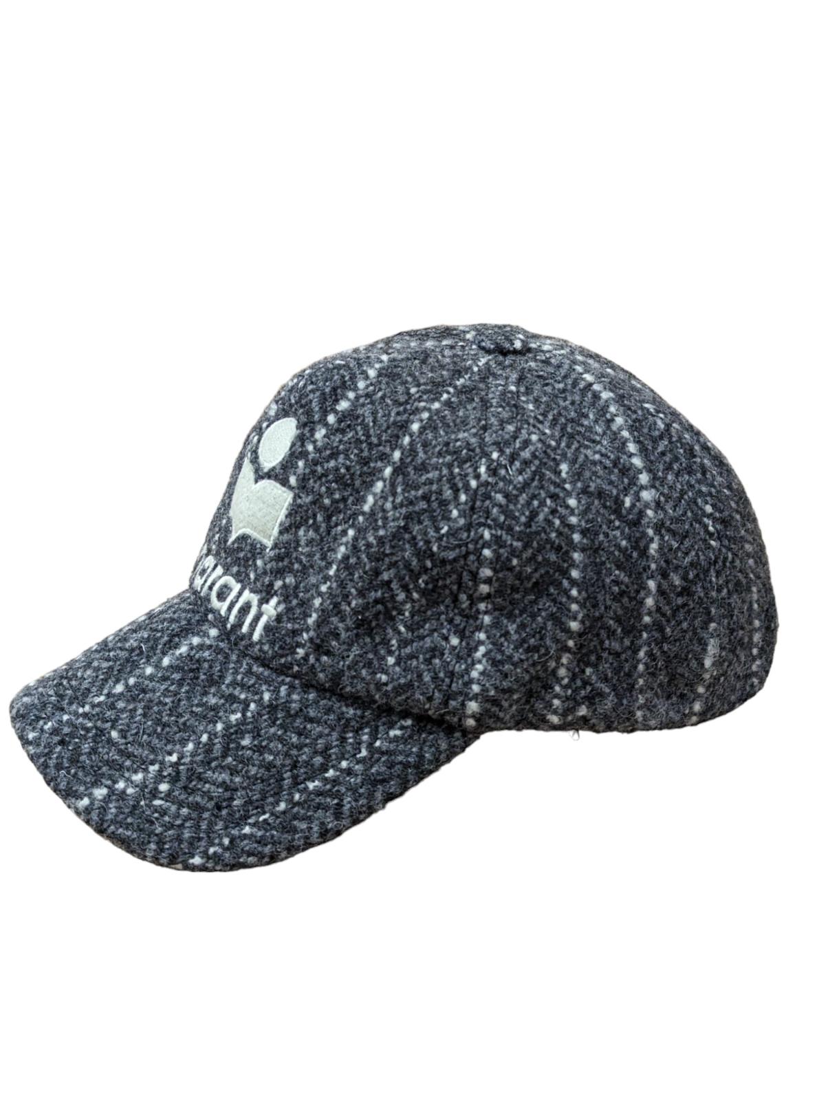 ISABEL MARANT Grey Caps Striped Houndtooth Baseball Hat Size OS NEW RRP 220