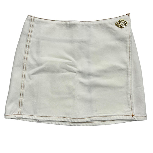GANNI White Denim Mini Skirt Size 34 NEW RRP 195