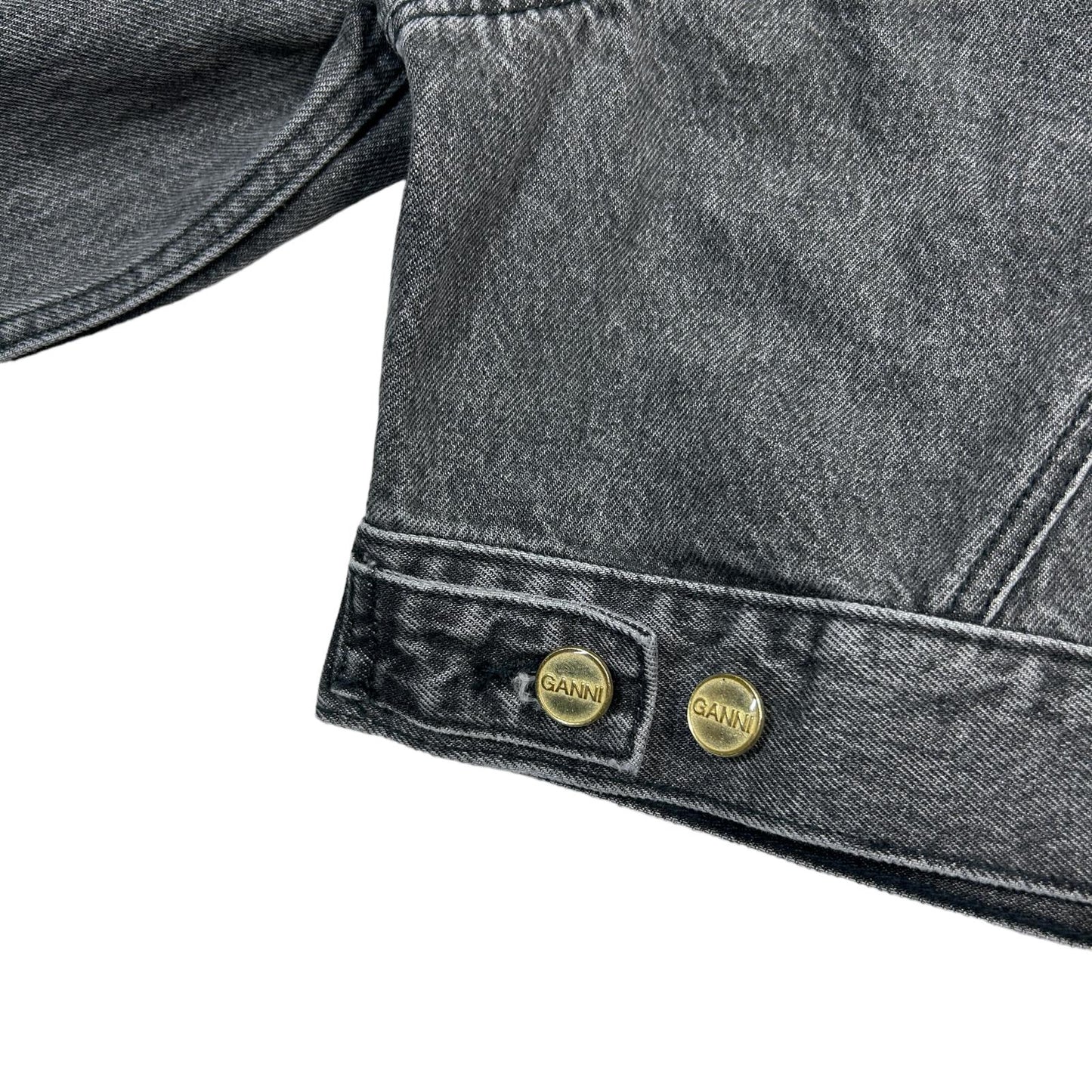 GANNI Cropped Denim Jacket 256 Sharkskin Grey Faded Wash EU38 UK10 NEW RRP 395
