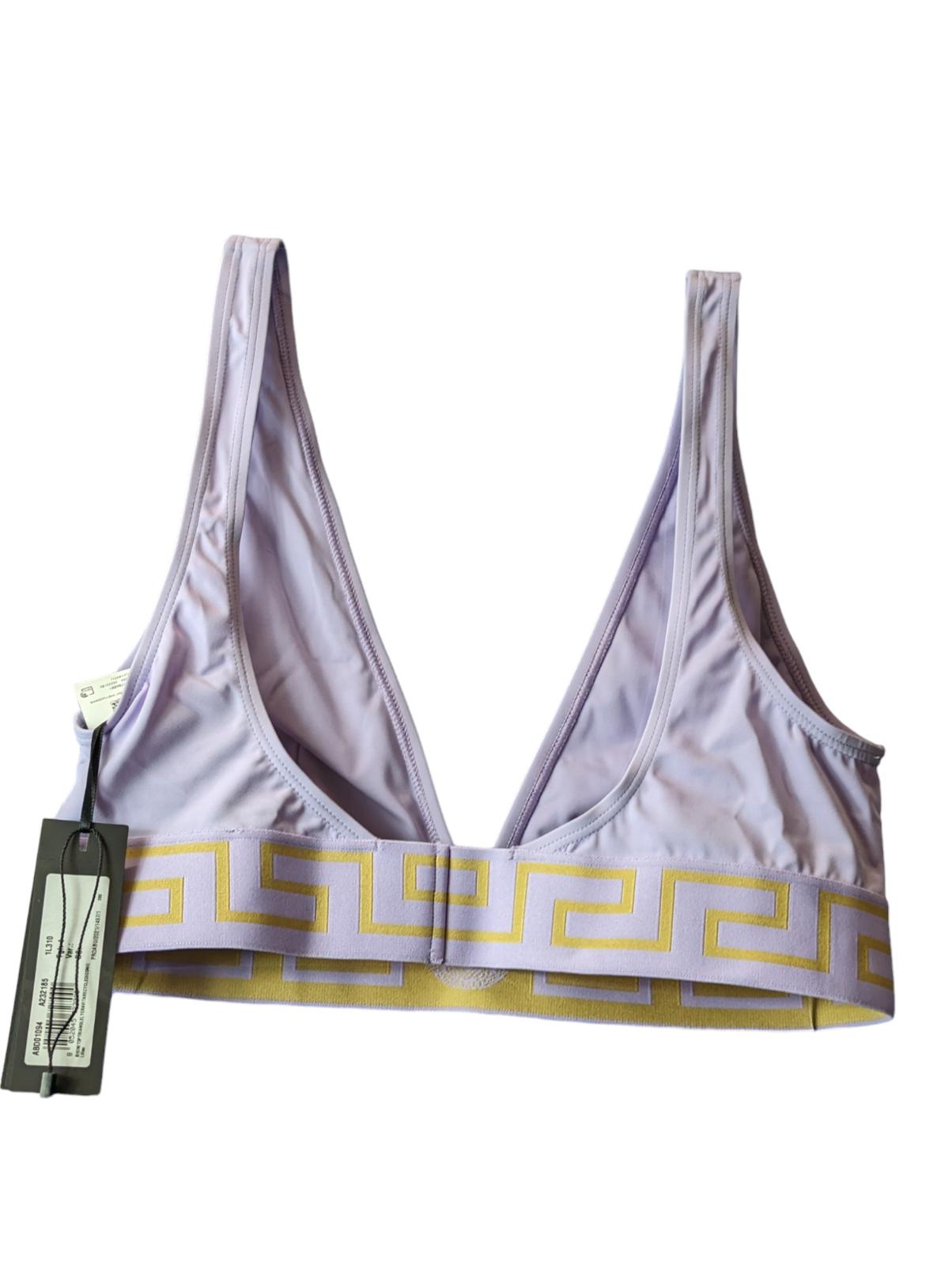 VERSACE Greca Bikini Top V Plunge Bralette Lilac Purple (4) L NEW RRP 120