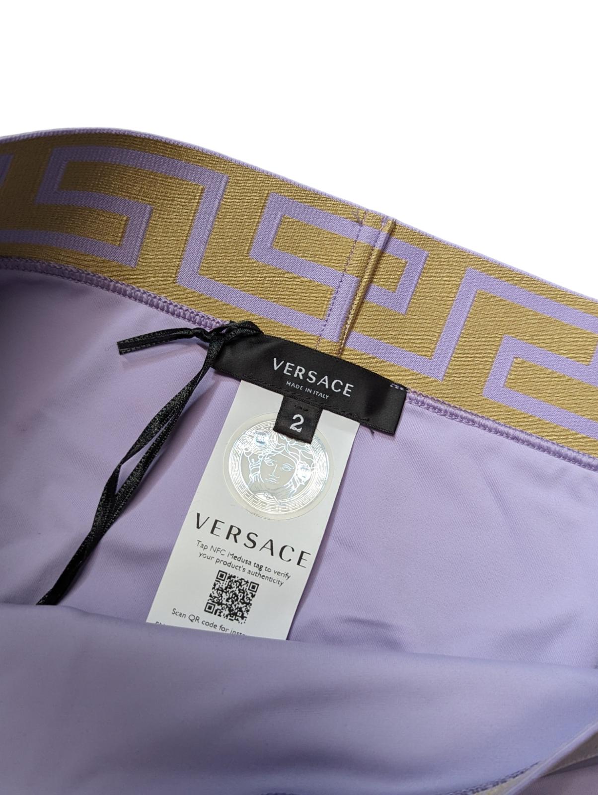 VERSACE Logo Bikini Bottoms Purple Logo Elastic Waist Briefs (2) S NEW RRP 120