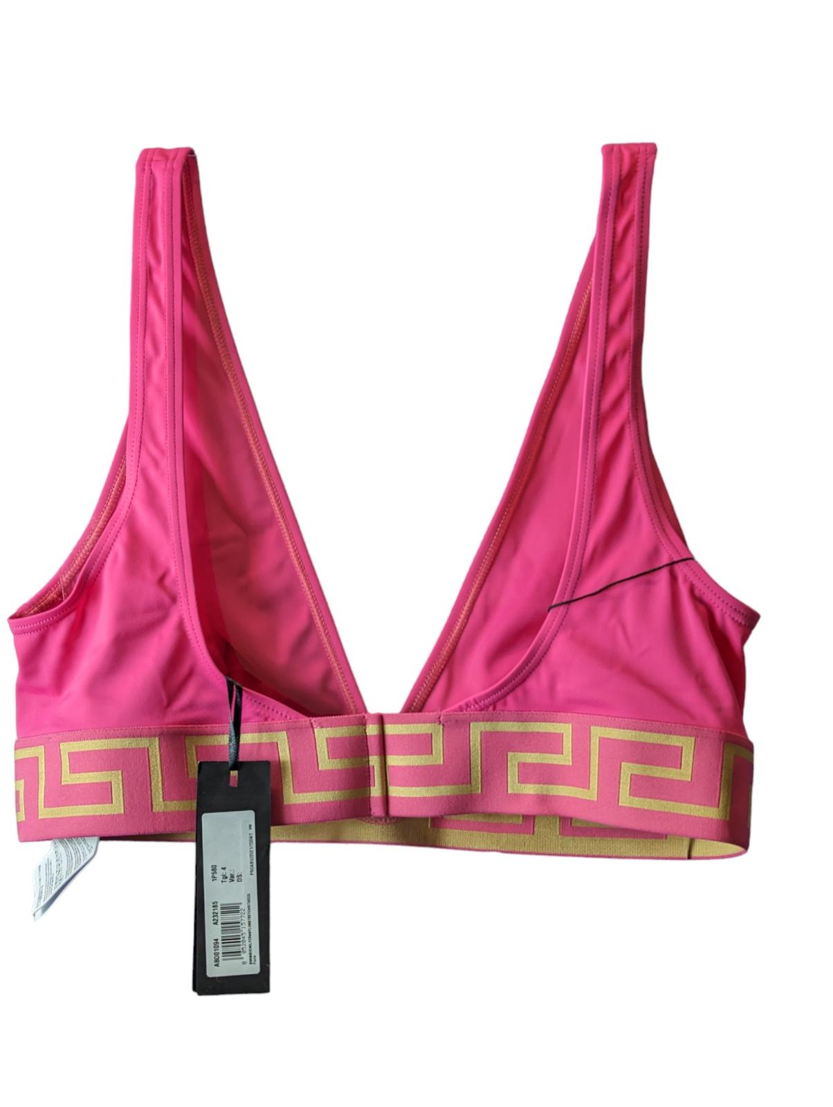 VERSACE Greca Band Bikini Top Bralette Swimwear Pink XL NEW RRP 150