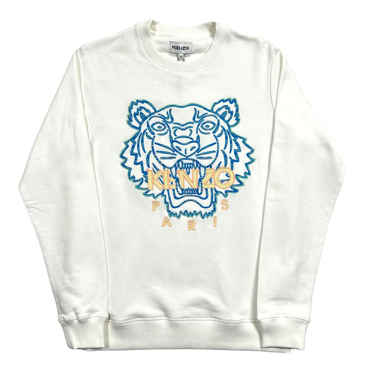 KENZO Tiger Original Sweatshirt Pullover Jumper White Cotton XS NEW RRP 230