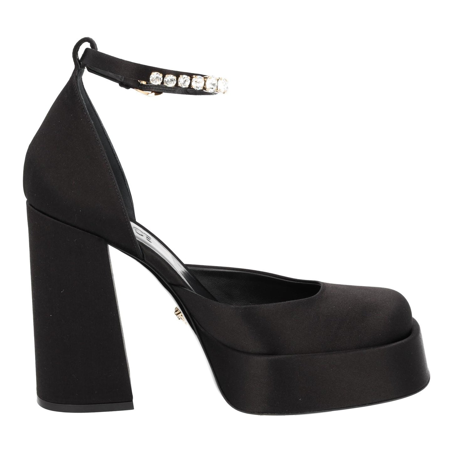 VERSACE Medusa Aevitas Platform Pump Shoes Black Satin IT40 UK7 NEW RRP830