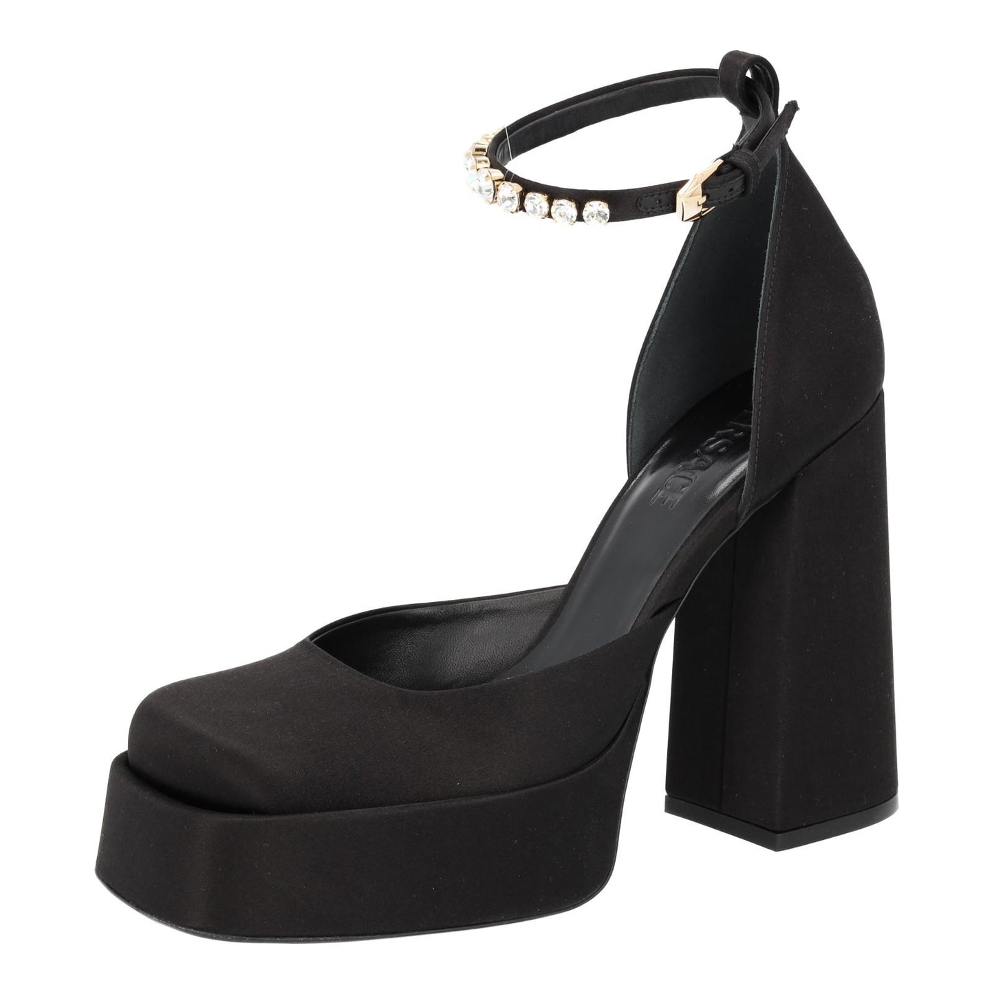 VERSACE Medusa Aevitas Platform Pump Shoes Black Satin IT40 UK7 NEW RRP830