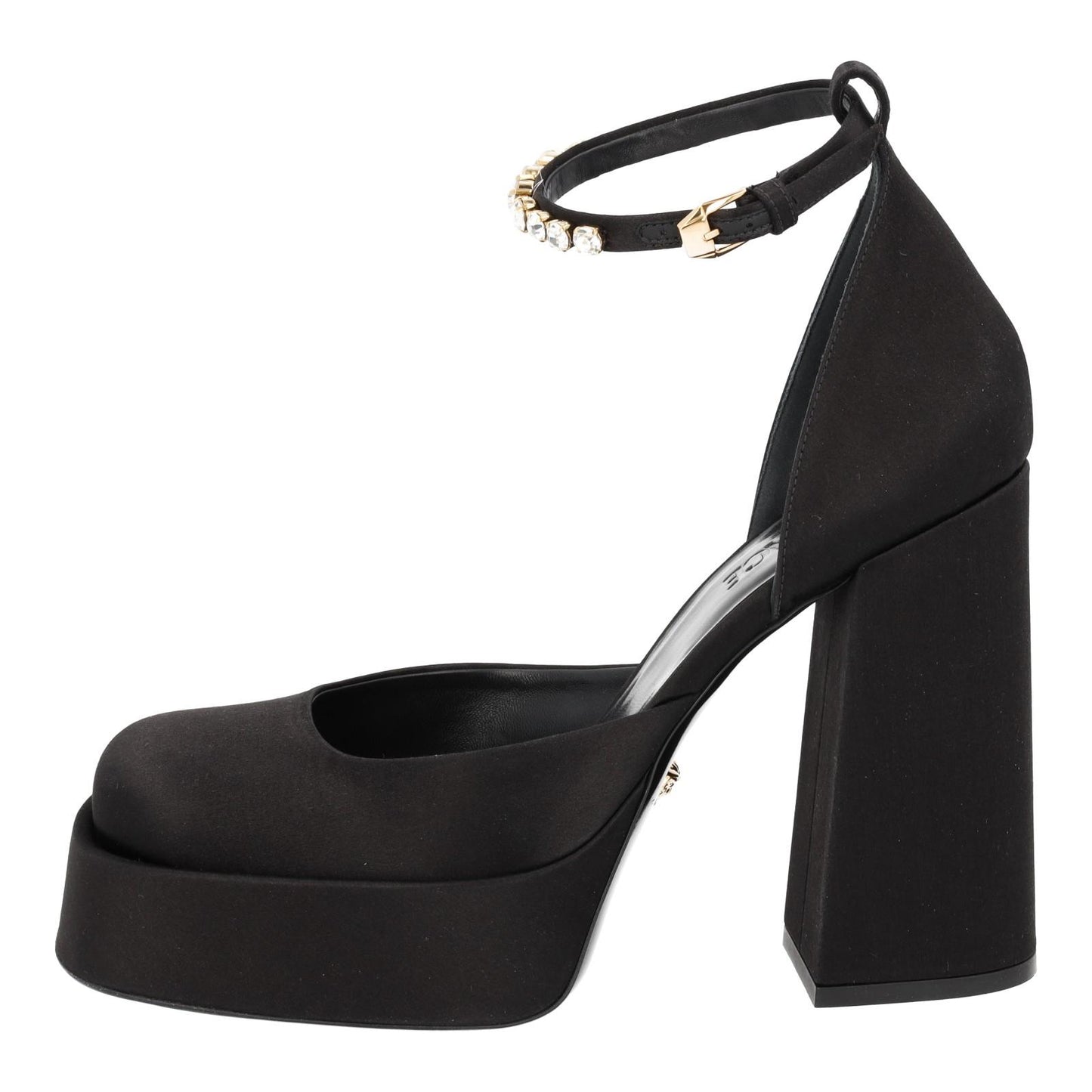 VERSACE Medusa Aevitas Platform Pump Shoes Black Satin IT40 UK7 NEW RRP830