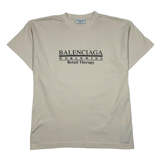 BALENCIAGA Cotton Retail Therapy Beige T-Shirt Size S NEW RRP 395
