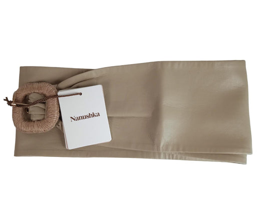 NANUSHKA Ladies Beige Vegan Leather Dae Rustic Soft Wide Belt OS RRP175 NEW