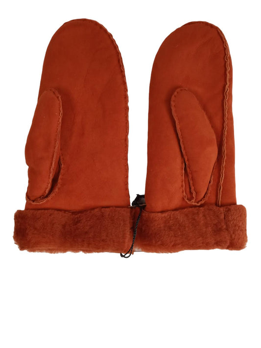 ISABEL MARANT Burnt Orange Shearling Mulfi Mitten Gloves Size M RRP325 NEW