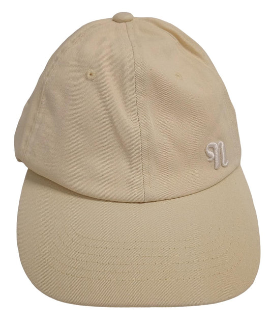 NANUSHKA Amoy Symbol Cap Baseball Hat Organic Cotton Twill Cream OS NEW RRP85