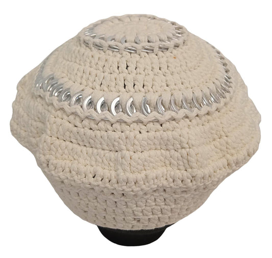 GANNI Crochet Beret A3485 Embellished Cotton Knit 135 Egret White OS NEW RRP75