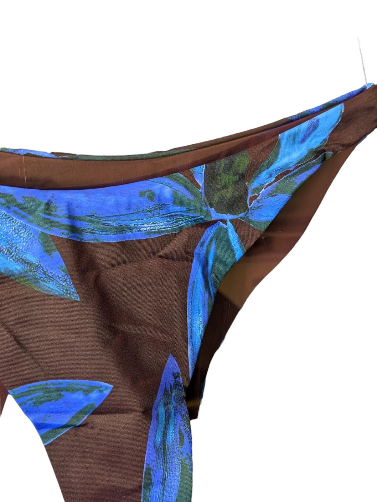 LOUISA BALLOU Multicoloured Bikini Bottoms Scoop Blue Leaf Detail M NEW RRP 80