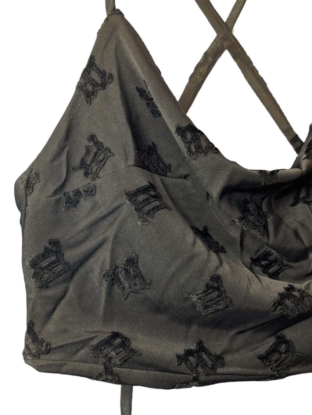 MISBHV Black Camisoles Velour Monogram Logo Strappy Ruched Size S NEW RRP 160