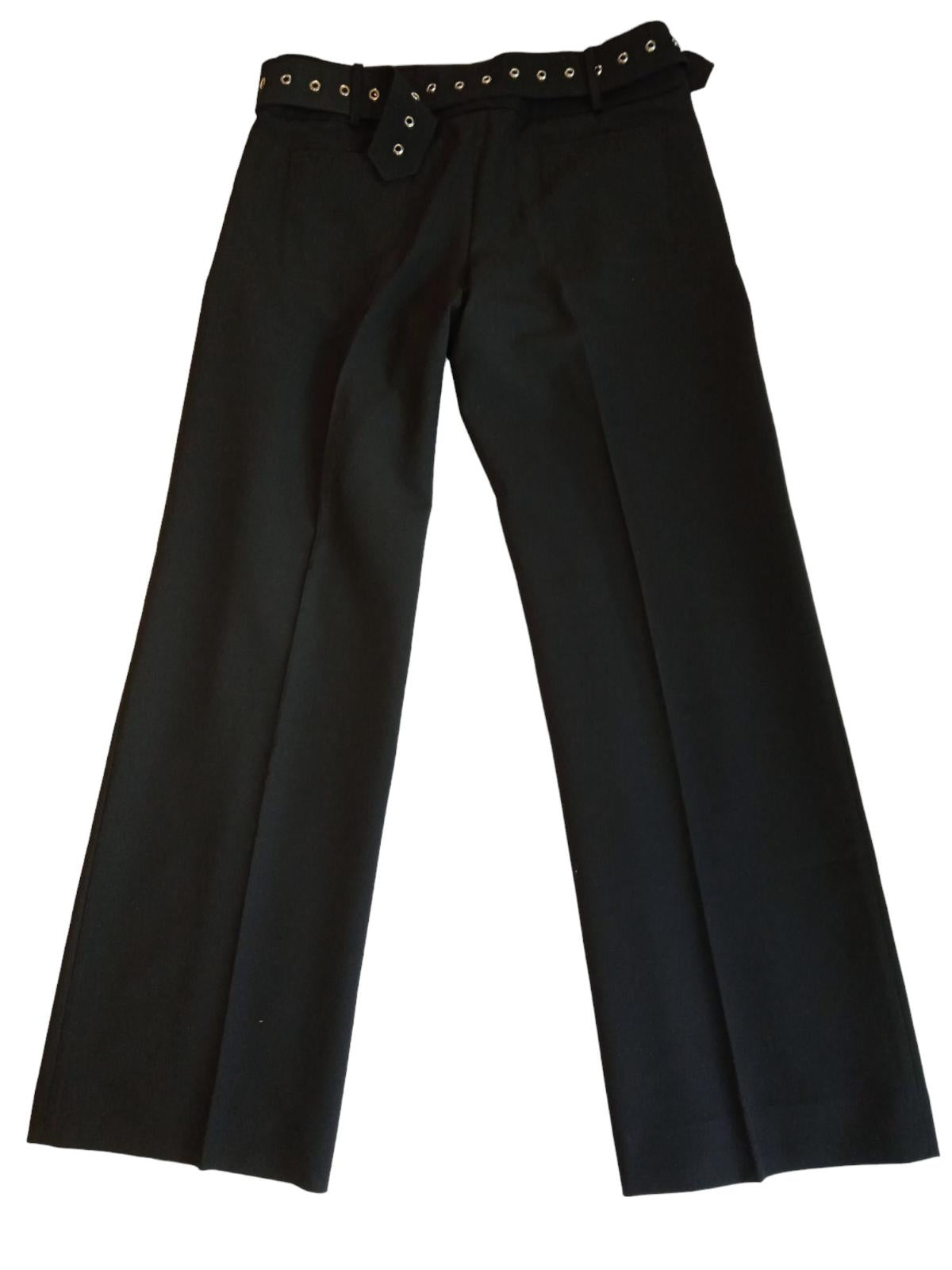 MAXIMILIAN DAVIS Stone Belted Trousers Straight Loose Men's Black M NEW RRP680