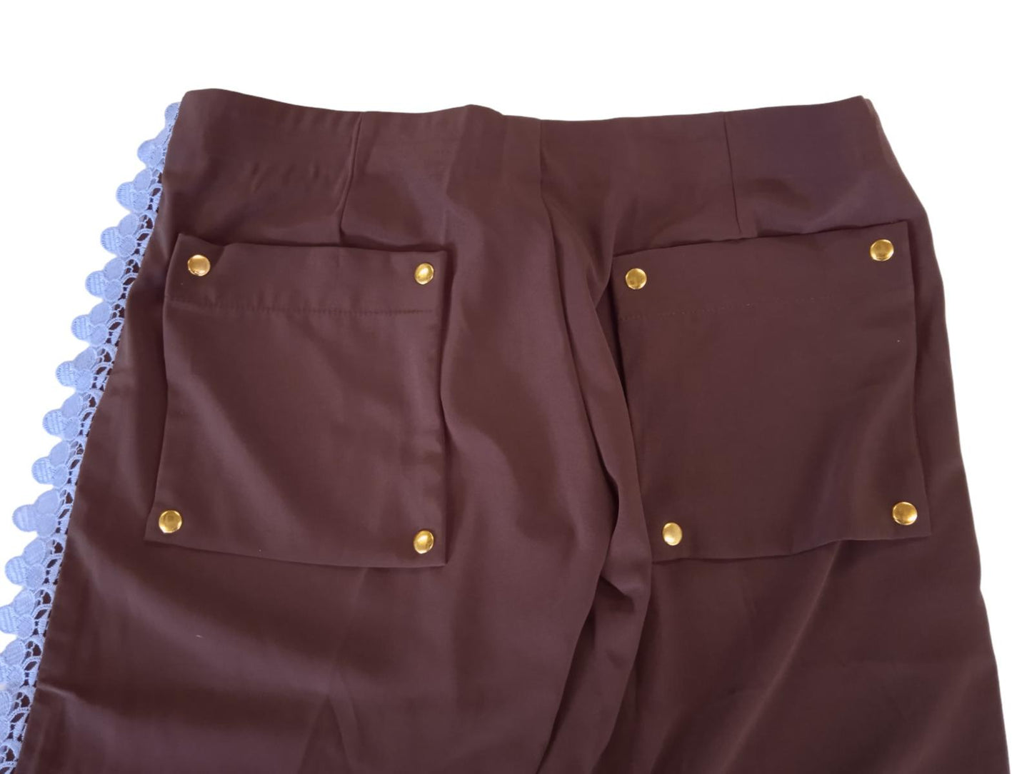 ORANGE CULTURE Men's Brown Crepe Low Love Crochet Trim Trousers Size M NEW