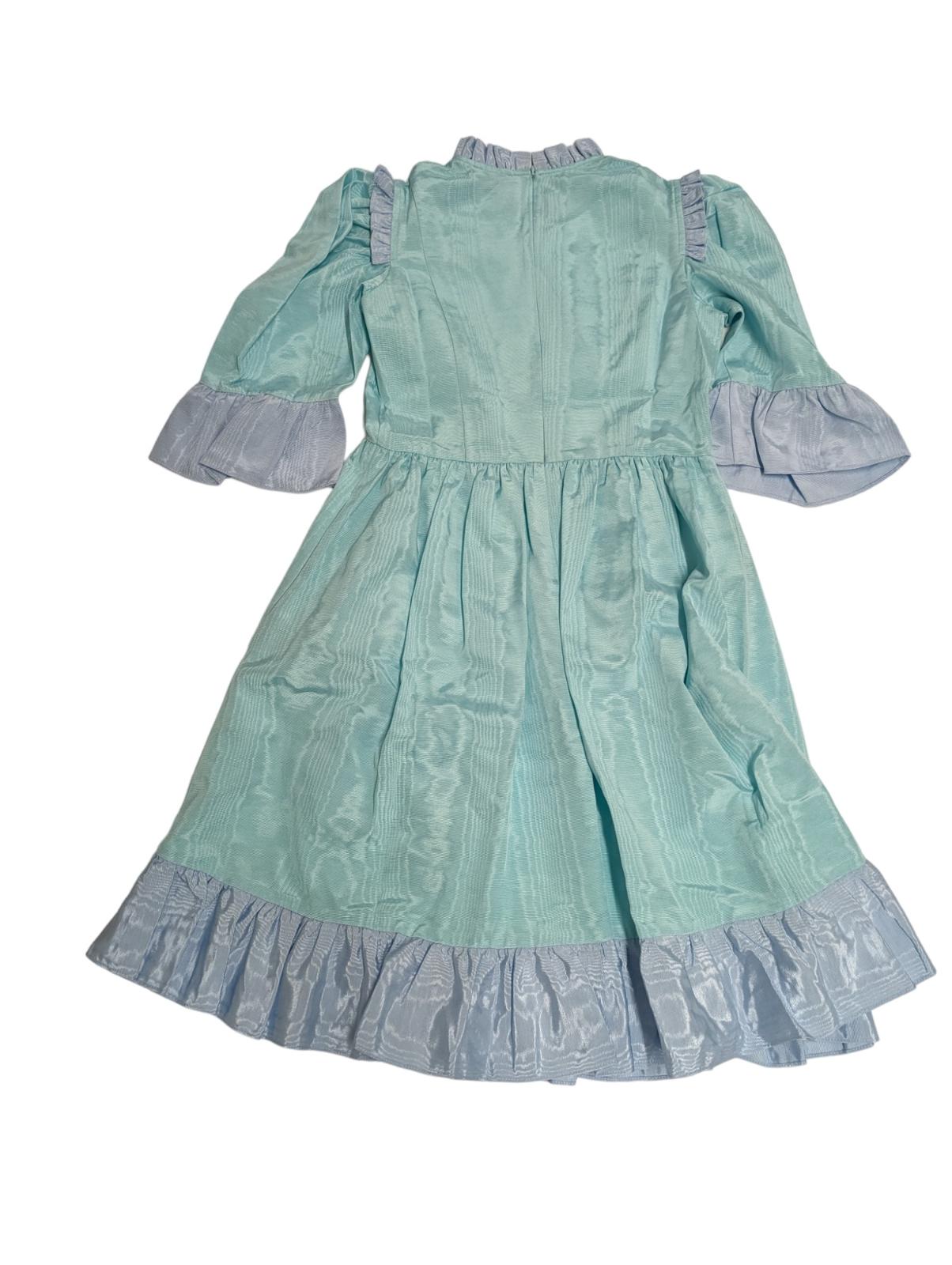 BATSHEVA Blue Mini Dress Spring Prairie Ruffle Short Sleeve Hem UK 6 NEW RRP 375