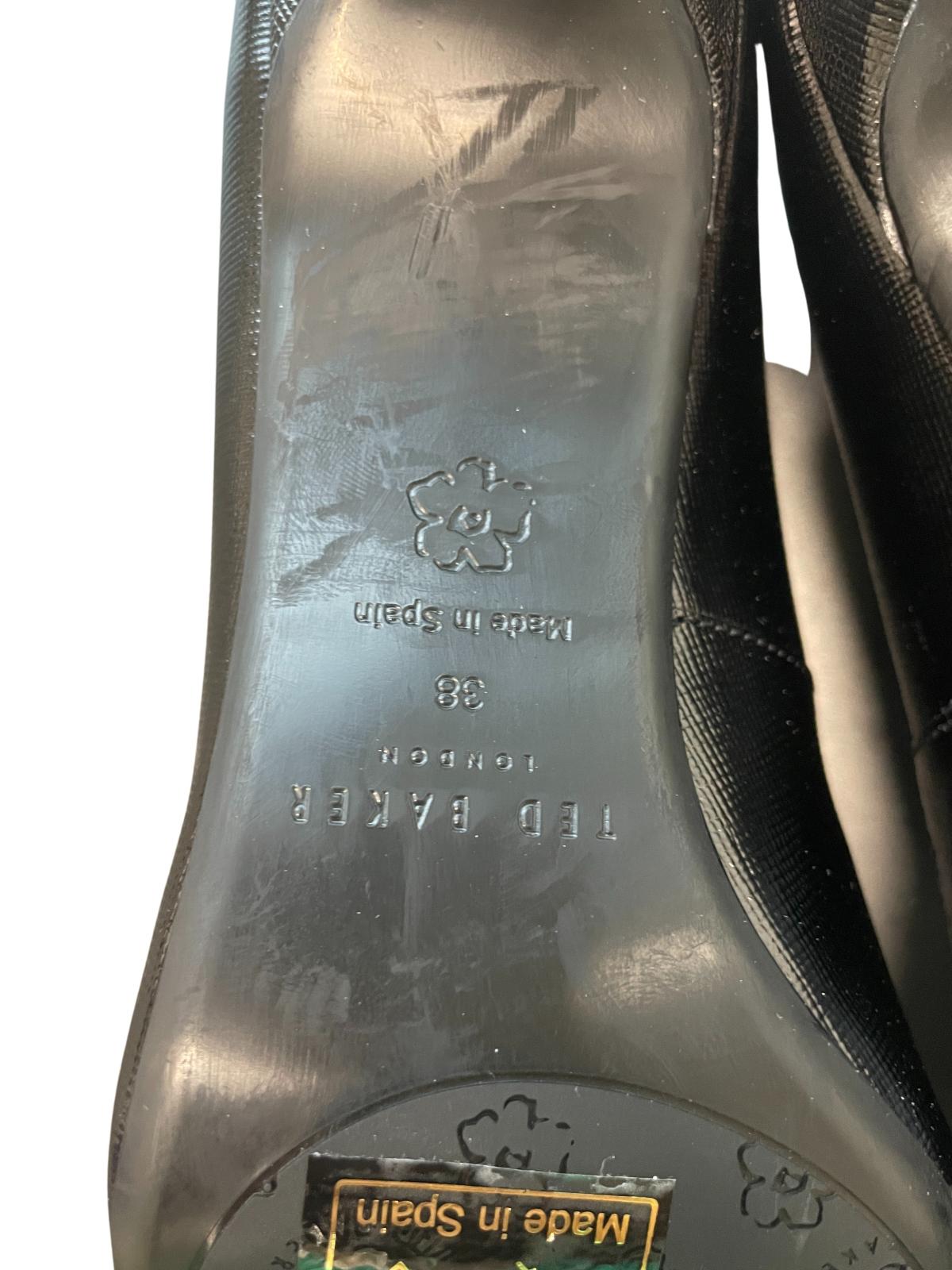 TED BAKER Alysse Black Leather Stiletto Court Heels EU38 UK5 RRP 125 NEW