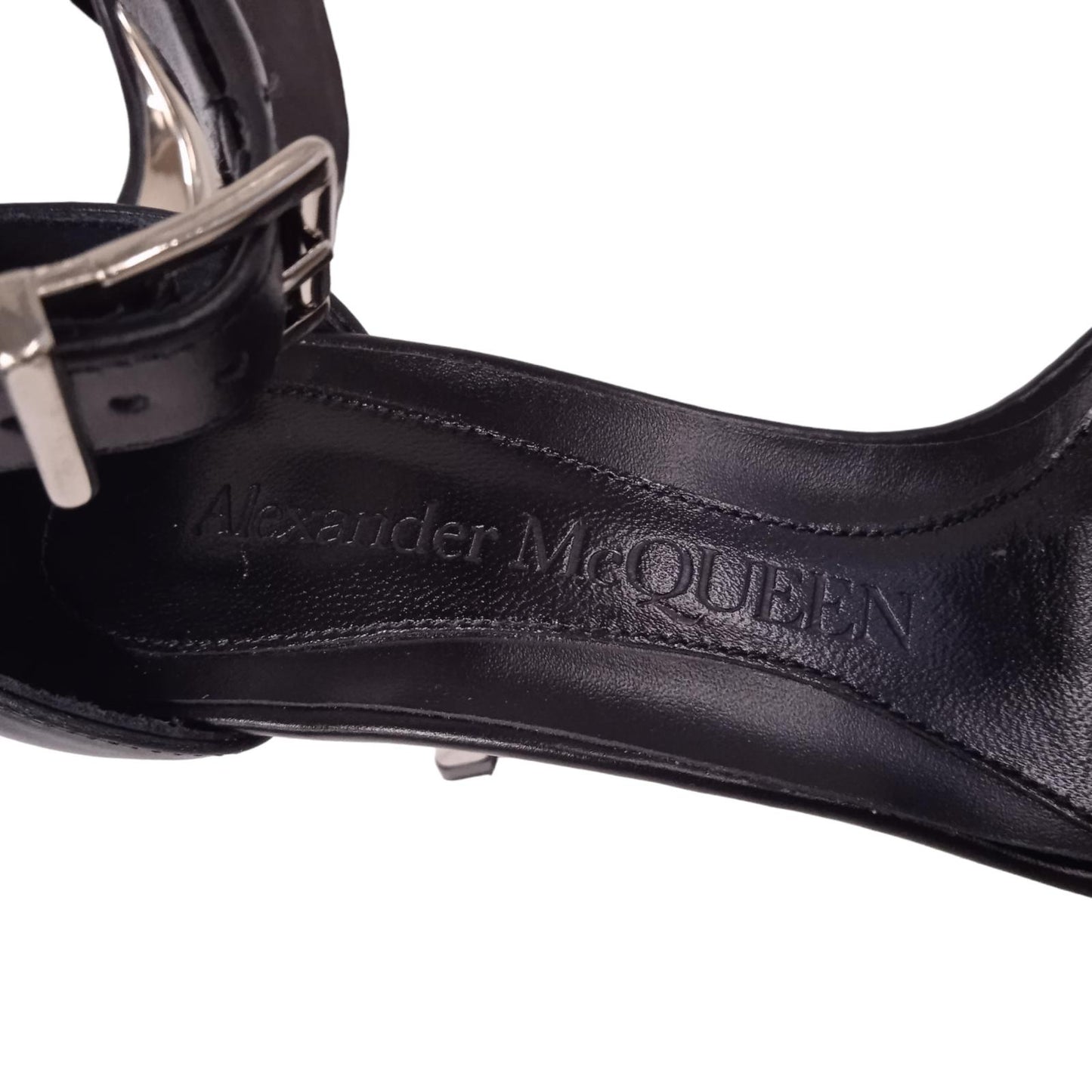 ALEXANDER MCQUEEN Ladies Black & Silver Leather Court Shoes EU36 UK3 RRP790 NEW
