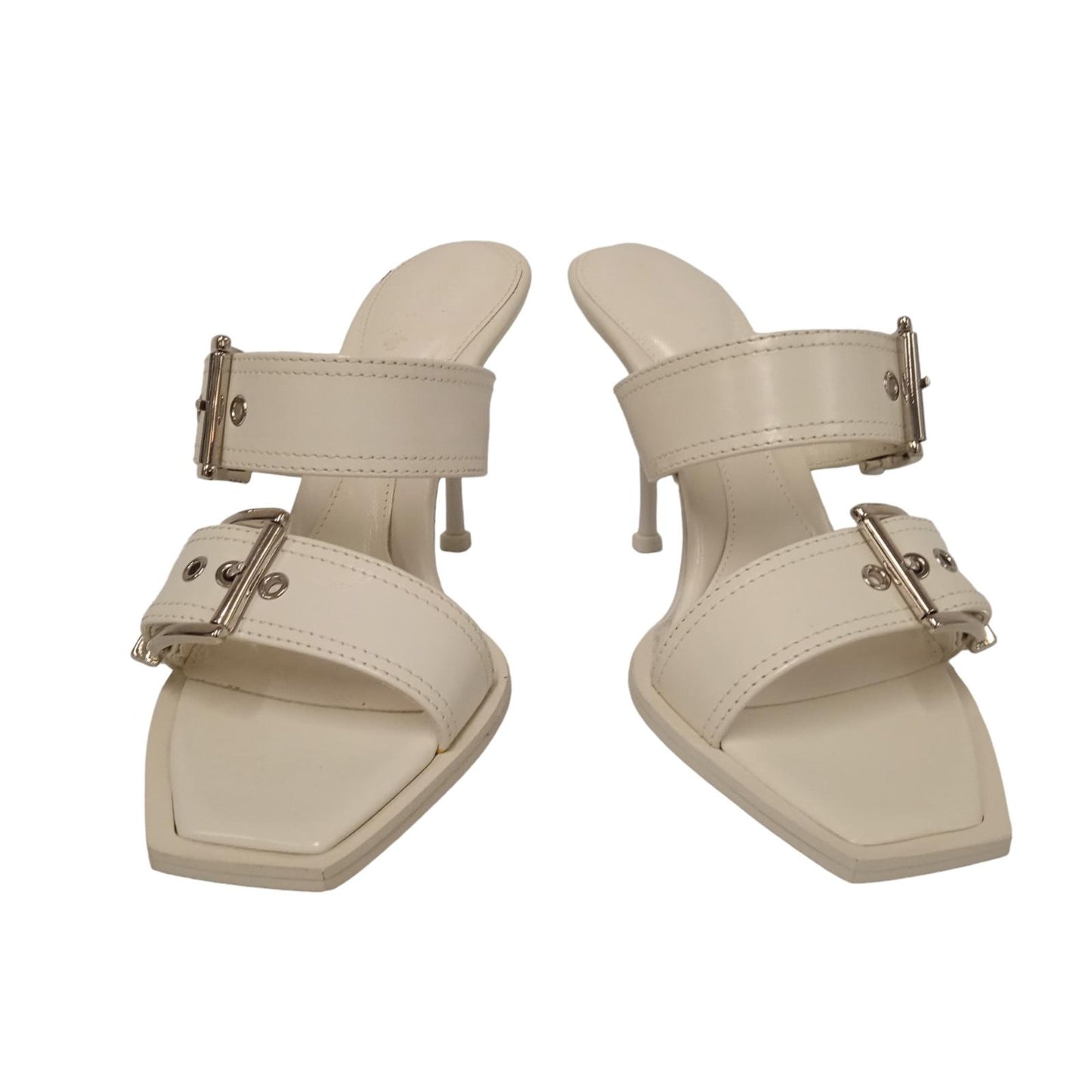 ALEXANDER MCQUEEN Ladies Off White Leather Mule Sandals EU37.5 UK4.5 RRP790 NEW
