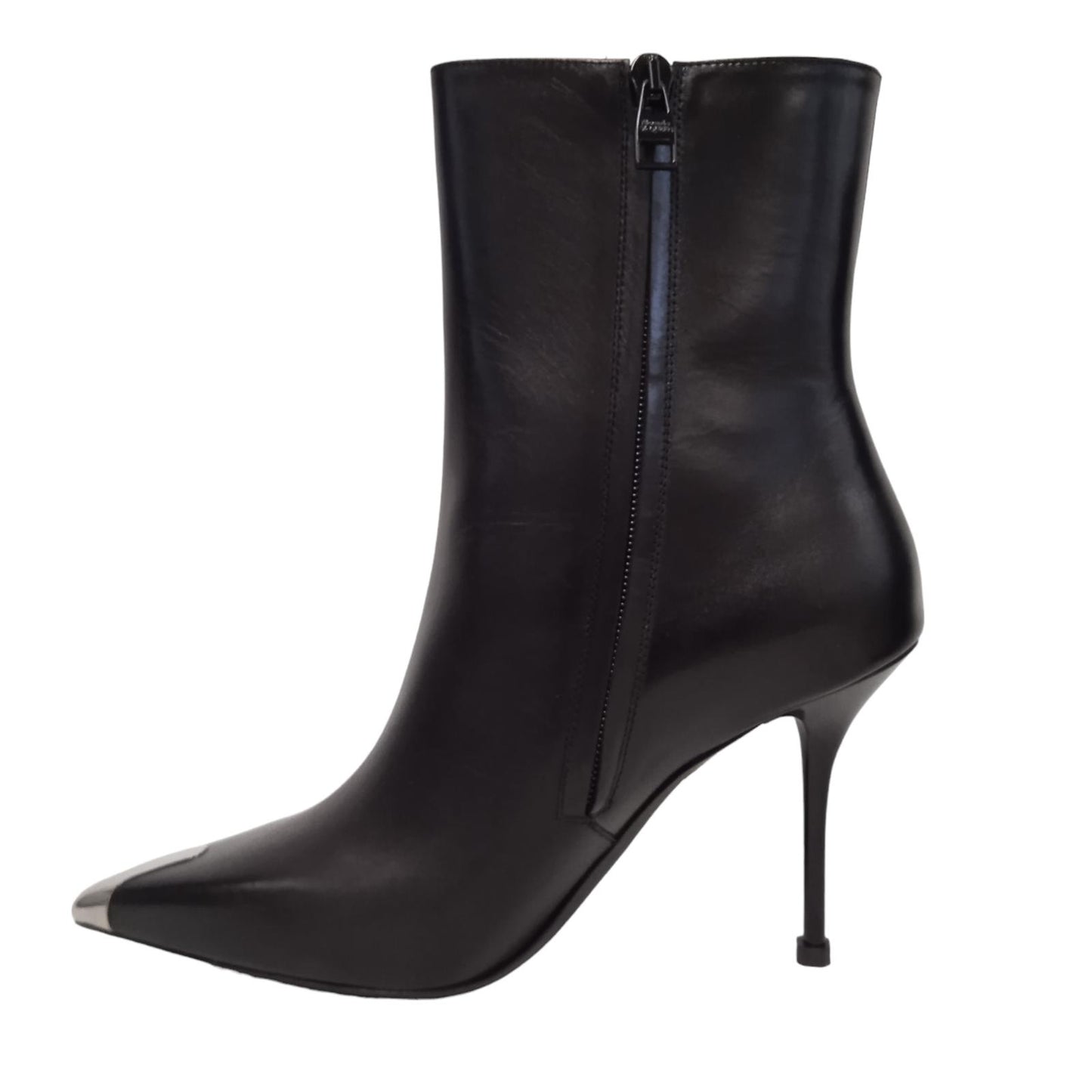ALEXANDER MCQUEEN Ladies Black Leather Punk Ankle Boots EU38.5 UK5.5 RRP790 NEW