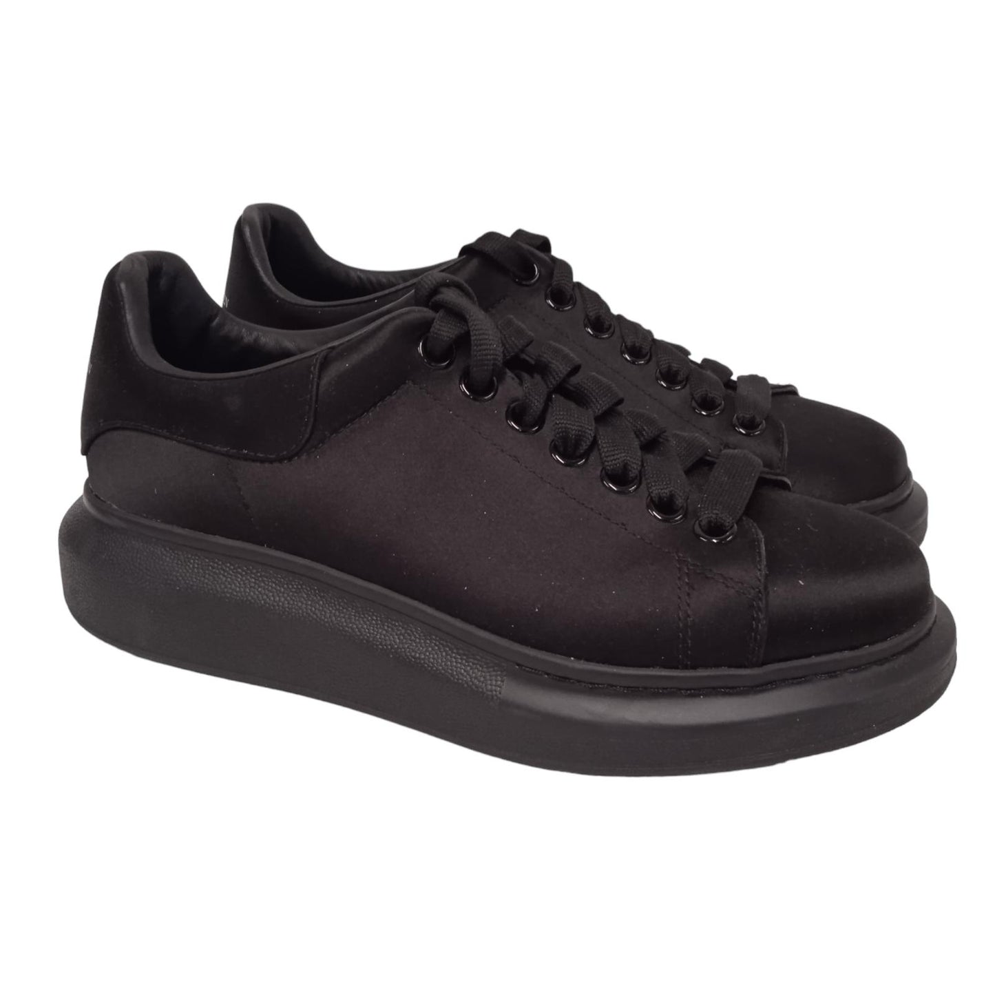 ALEXANDER MCQUEEN Ladies Black Silk Satin Low Top Sneakers EU39 UK6 RRP490 NEW