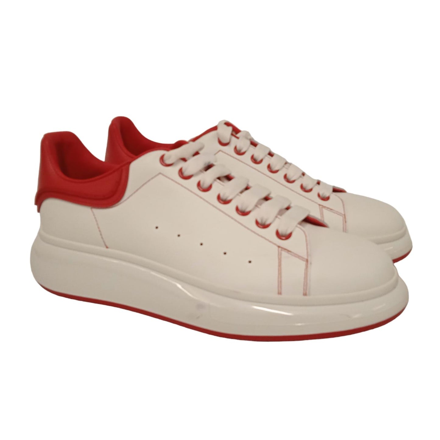 ALEXANDER MCQUEEN Men's Red & White Leather Larry Sneakers EU44 UK10 RRP590 NEW