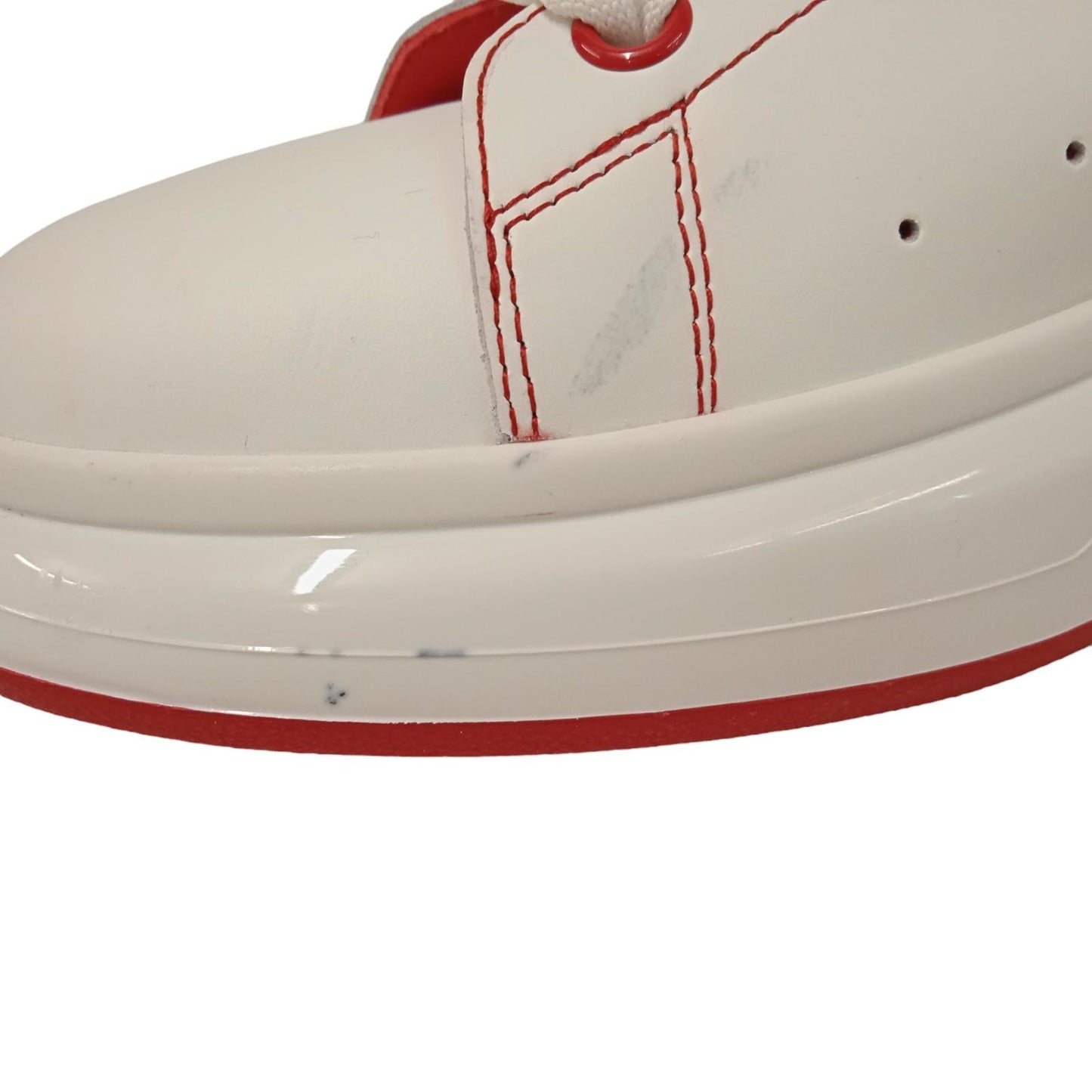 ALEXANDER MCQUEEN Men's Red & White Leather Larry Sneakers EU44 UK10 RRP590 NEW