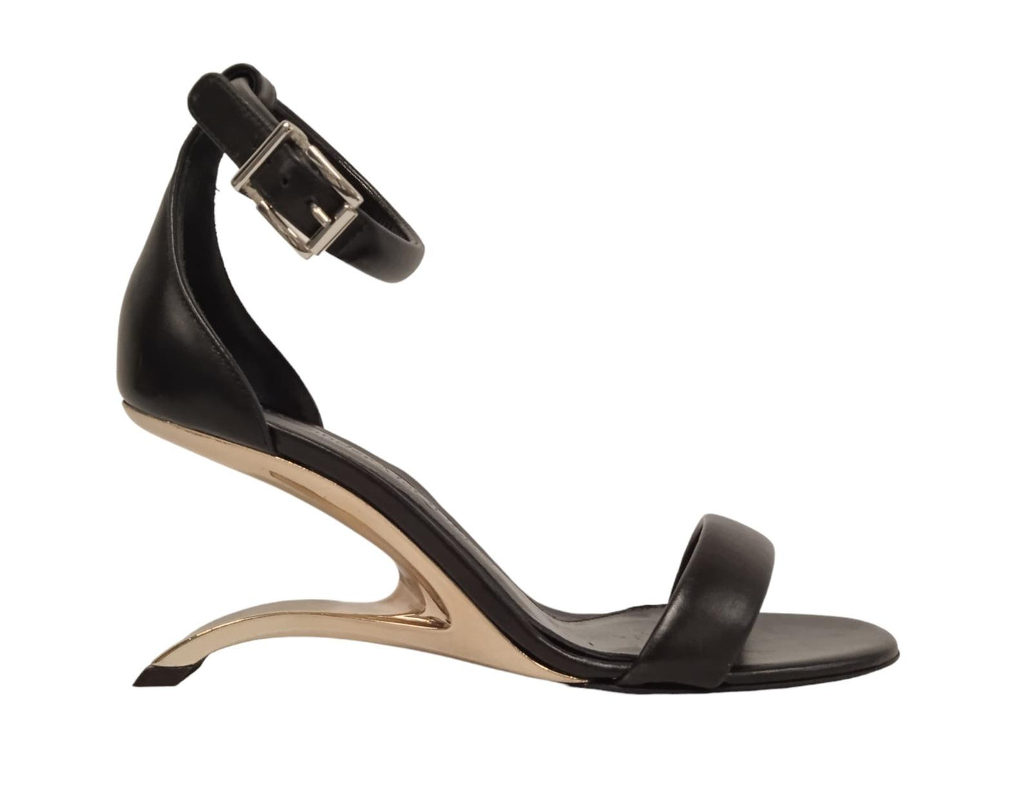 ALEXANDER MCQUEEN Ladies Black & Silver Leather Court Shoes EU37 UK4 RRP790 NEW
