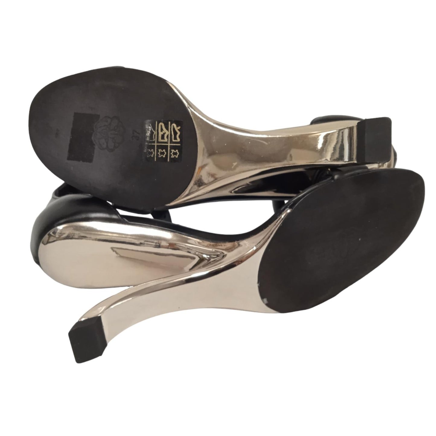 ALEXANDER MCQUEEN Ladies Black & Silver Leather Court Shoes EU37 UK4 RRP790 NEW