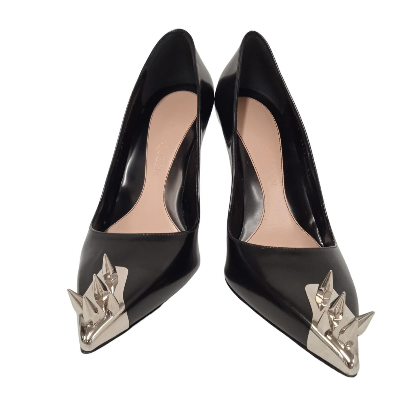 ALEXANDER MCQUEEN Ladies Black Leather Spike Toe Pumps EU41 UK8 RRP690 NEW