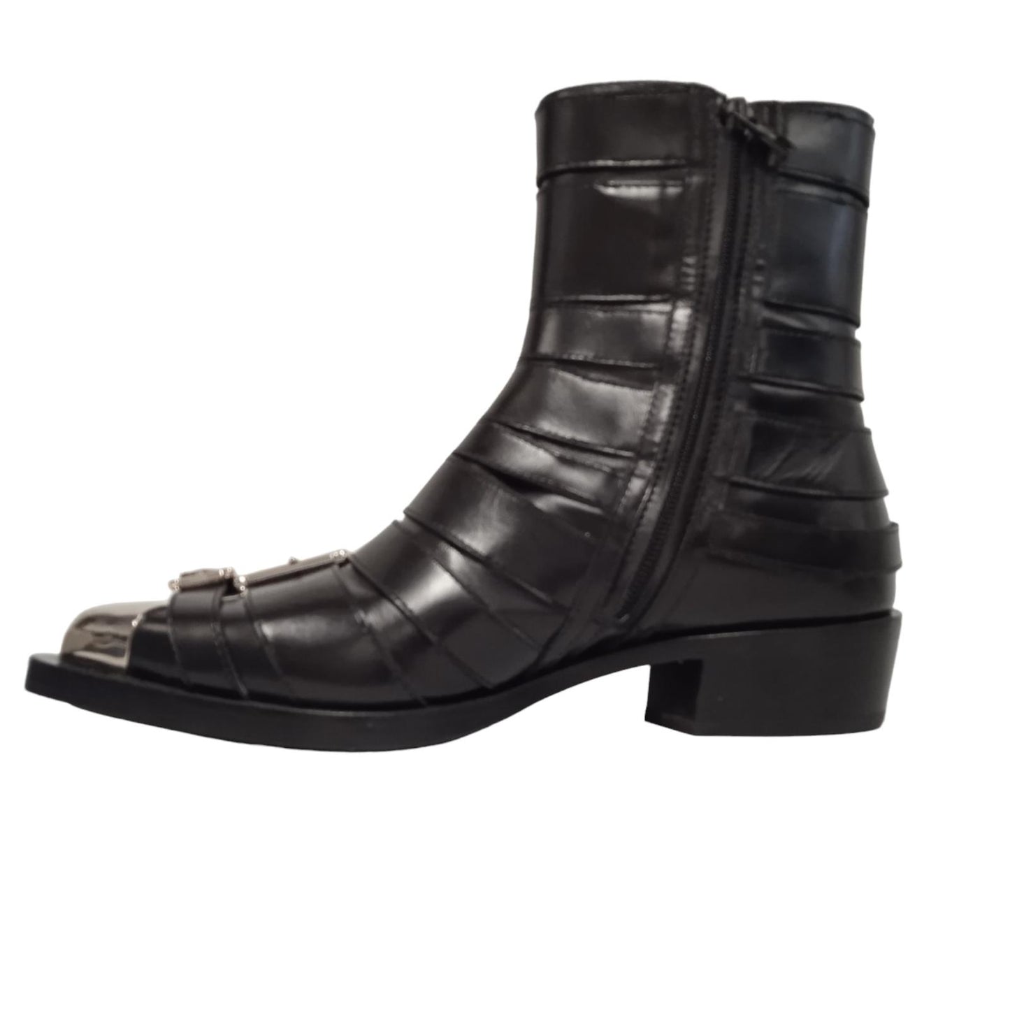 ALEXANDER MCQUEEN Ladies Black Leather Punk Buckle Ankle Boots UK5.5 RRP1390 NEW