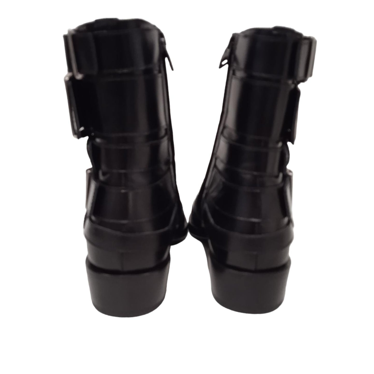 ALEXANDER MCQUEEN Ladies Black Leather Punk Buckle Ankle Boots UK5.5 RRP1390 NEW