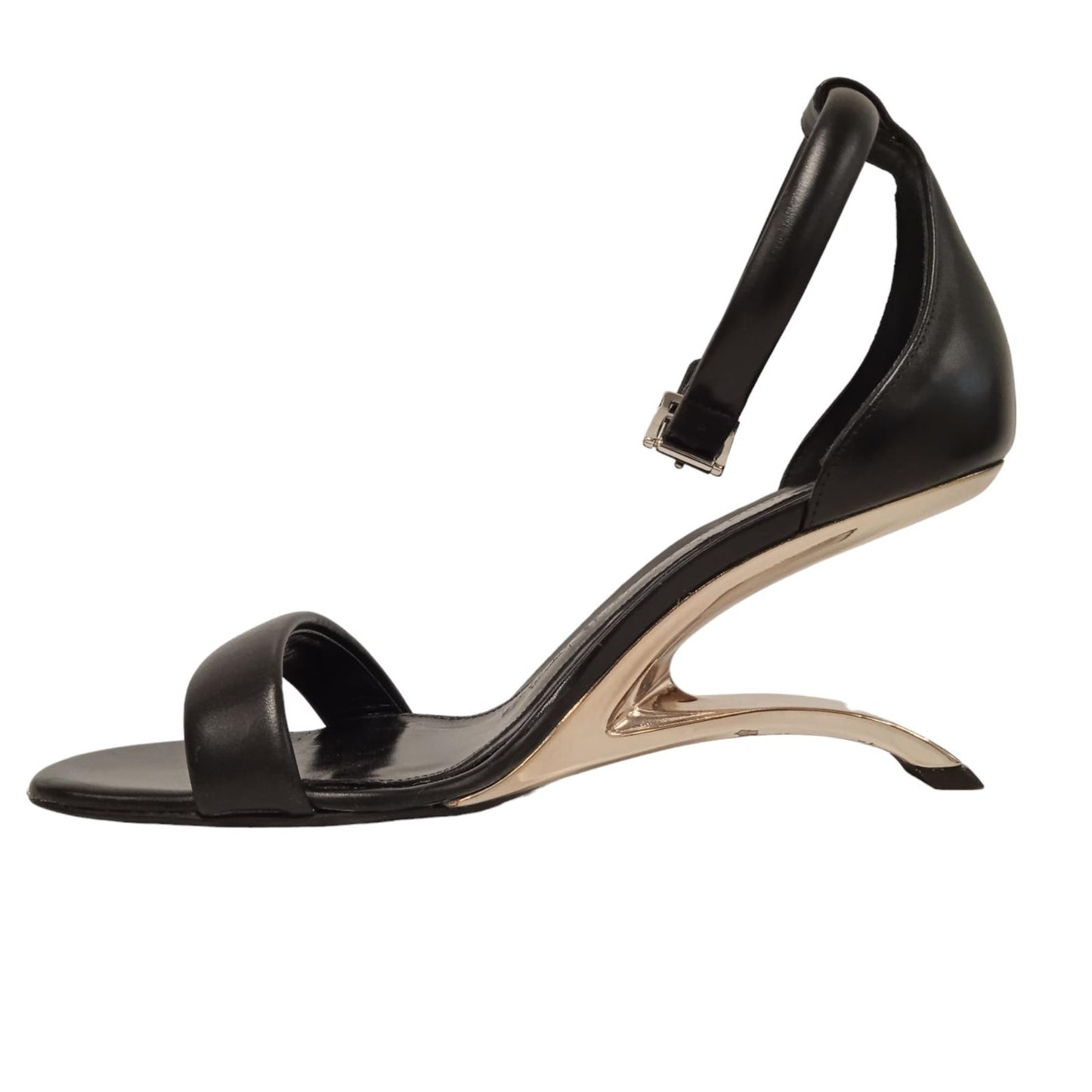 ALEXANDER MCQUEEN Ladies Black & Silver Leather Court Shoes EU38 UK5 RRP790 NEW