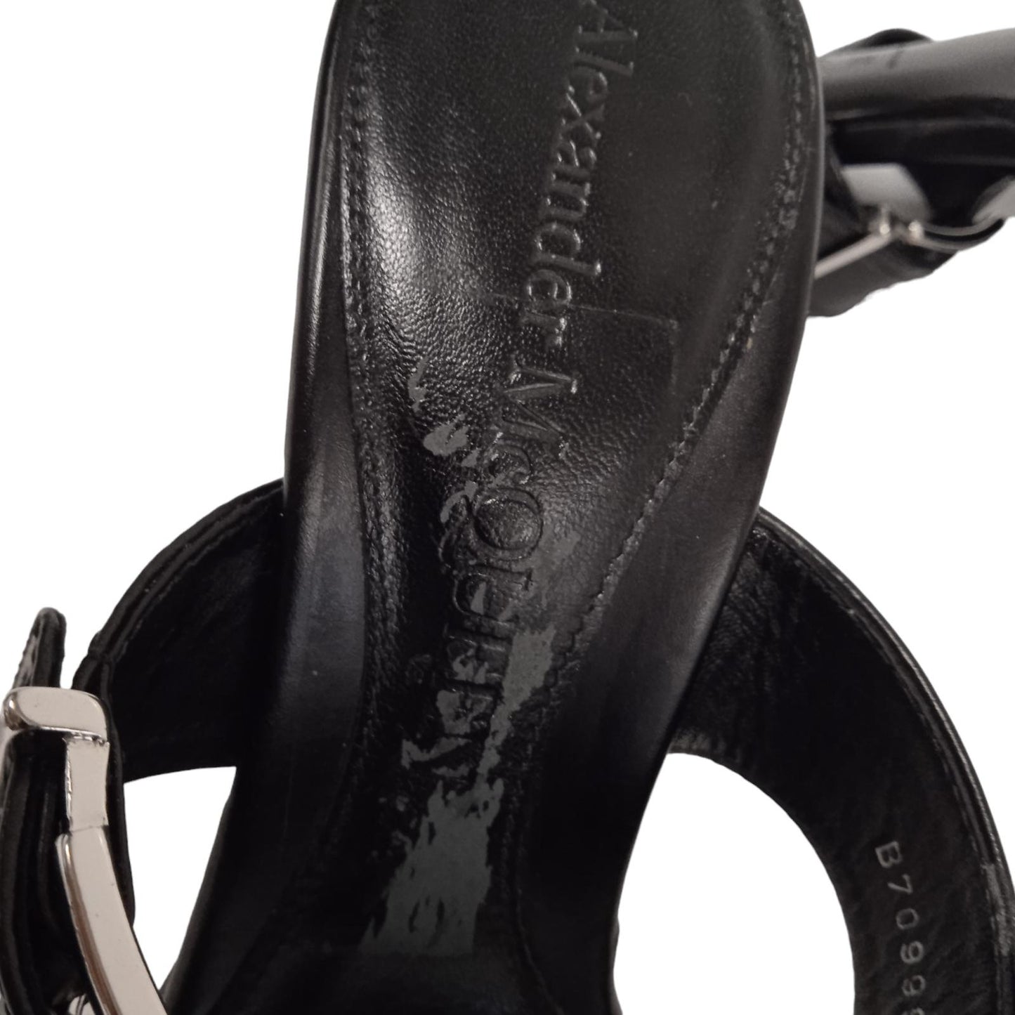 ALEXANDER MCQUEEN Ladies Black Leather Buckled Mule Sandals EU38 UK5 RRP790 NEW