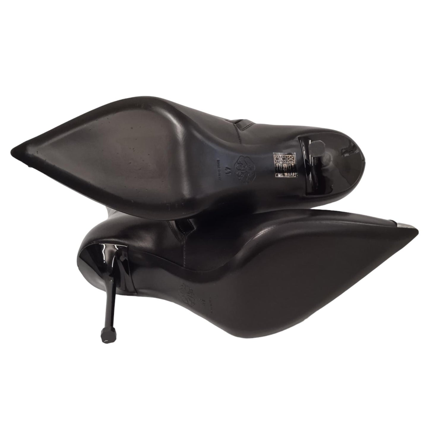 ALEXANDER MCQUEEN Ladies Black Leather Punk 90 Ankle Boots EU41 UK8 RRP790 NEW