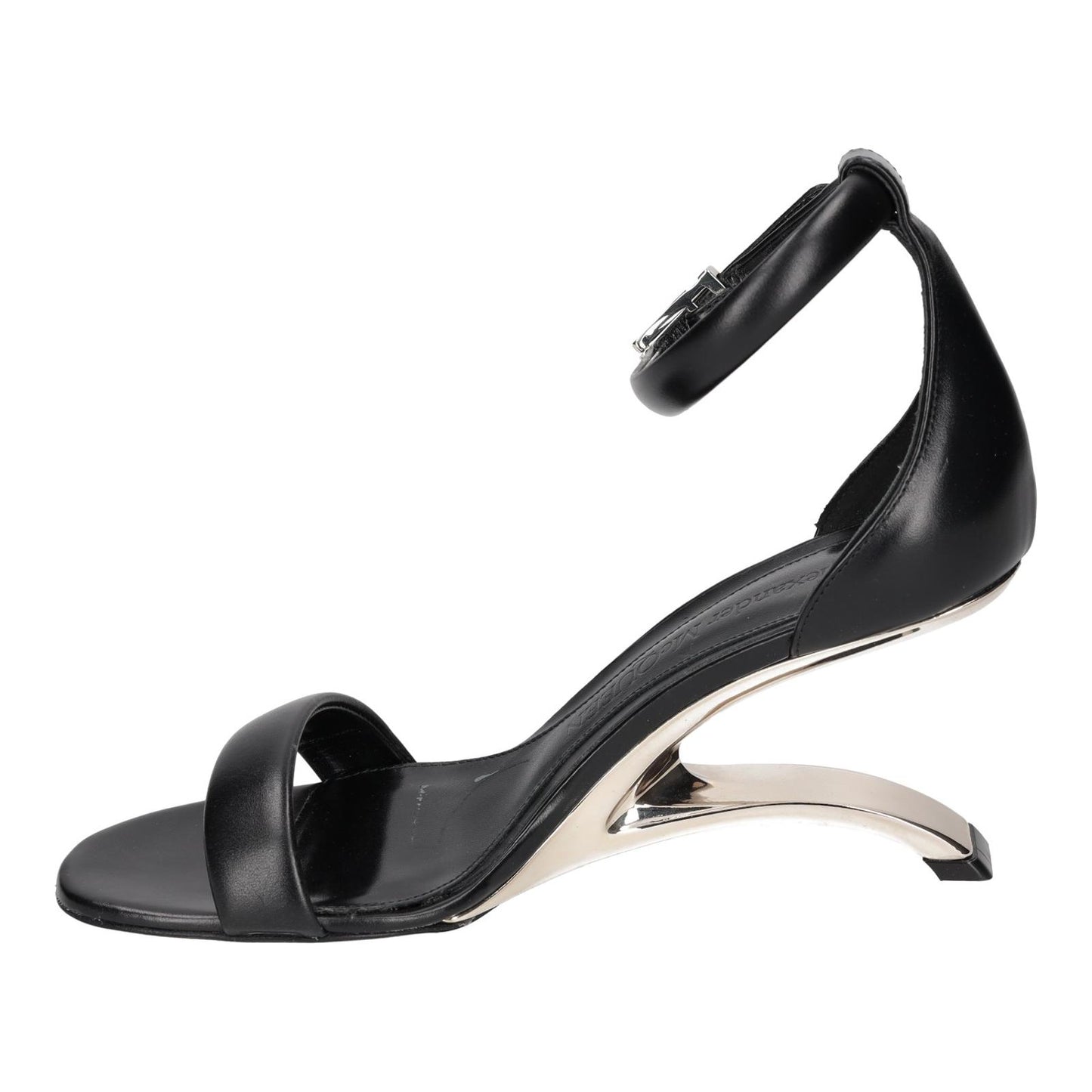 ALEXANDER MCQUEEN Black Runway Heeled Leather Sandal Size UK5 EU38 NEW RRP 790